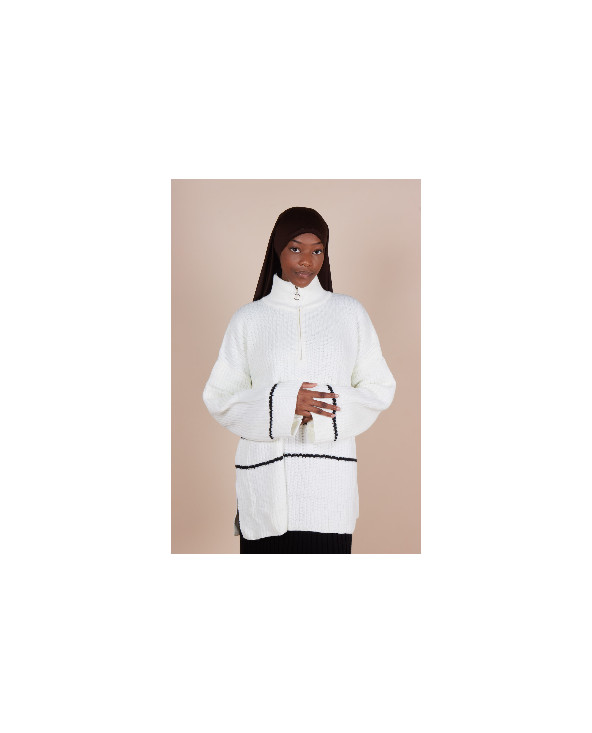 Pull Col zippé oversize Ivoire
