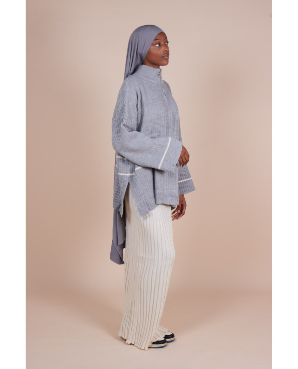 Pull Col zippé oversize Gris