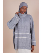 Pull Col zippé oversize Gris