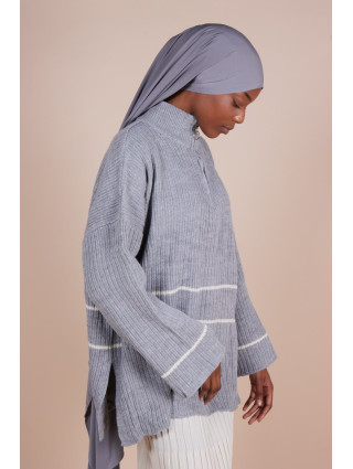 Pull Col zippé oversize Gris