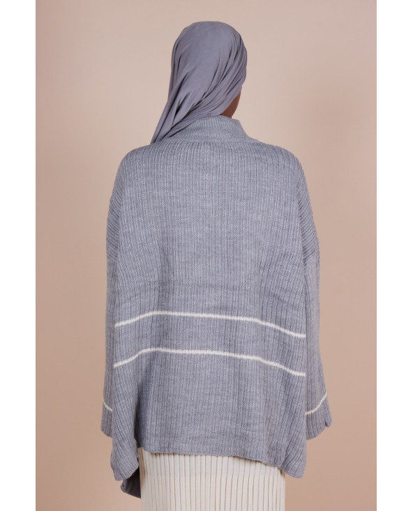 Pull Col zippé oversize Gris