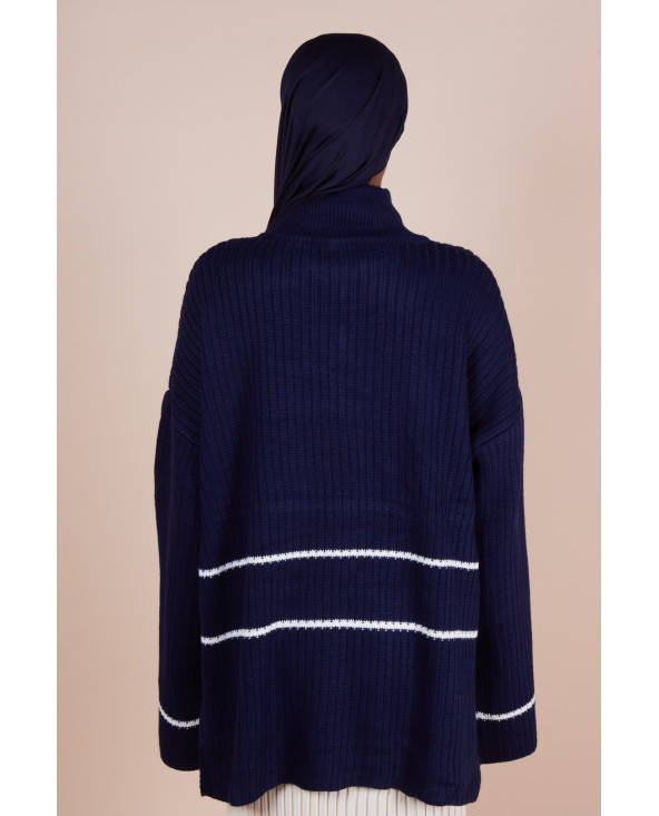 Pull Col zippé oversize Bleu