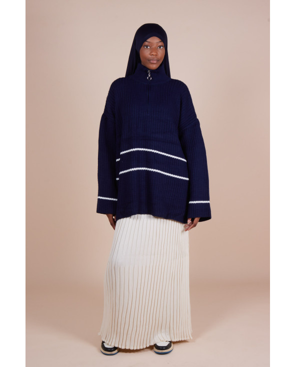 Pull Col zippé oversize Bleu