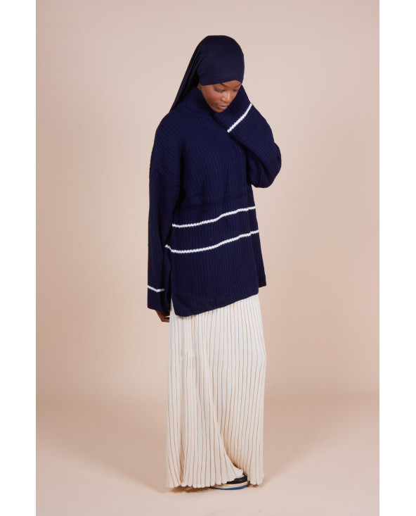 Pull Col zippé oversize Bleu