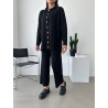 Ensemble long côtelé Noir boutons dorés