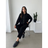Ensemble long côtelé Noir boutons dorés