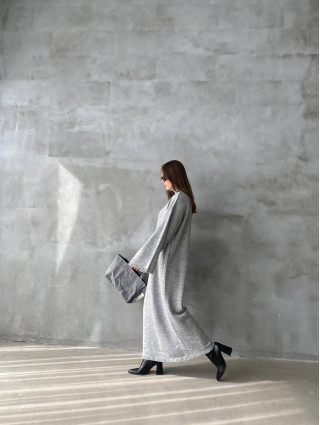 Robe mailles Longue Fluide Gris