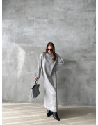 Robe mailles Longue Fluide Gris