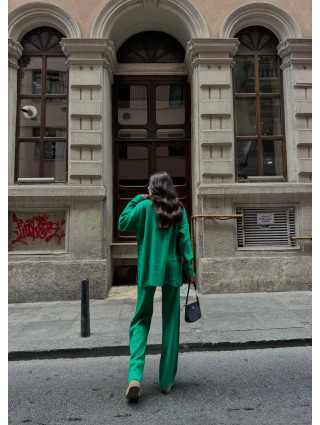Ensemble long côtelé Vert boutons dorés