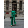 Ensemble long côtelé Vert boutons dorés