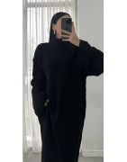 Robe maille Longue Fluide Noire