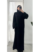 Robe maille Longue Fluide Noire