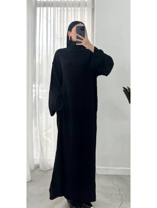Robe maille Longue Fluide Noire