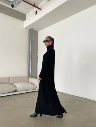 Robe maille Longue Fluide Noire