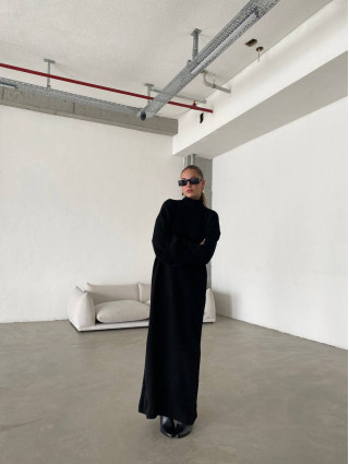 Robe maille Longue Fluide Noire