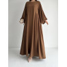 Robe manche ballon Marron