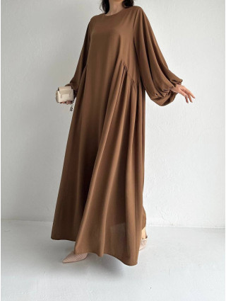 Robe manche ballon Marron