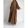 Robe manche ballon Marron