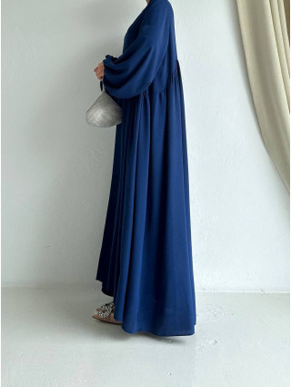 Robe manche ballon Bleu nuit