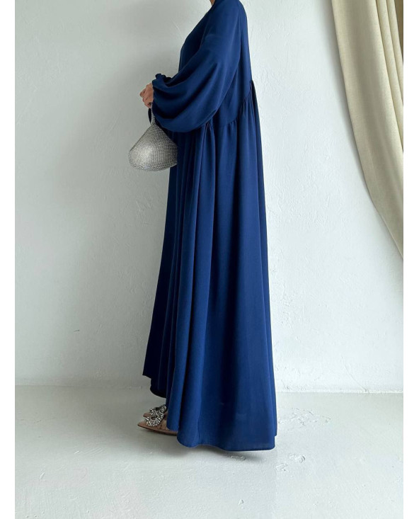Robe manche ballon Bleu nuit
