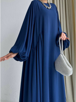 Robe manche ballon Bleu nuit