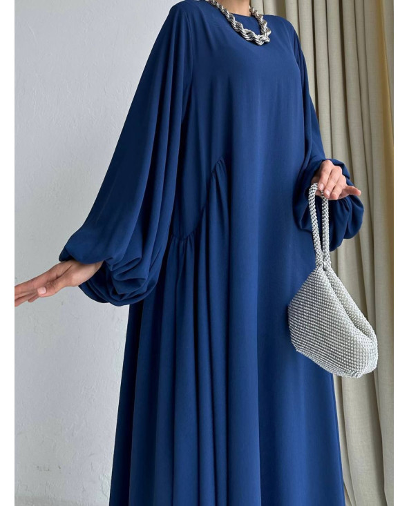 Robe manche ballon Bleu nuit
