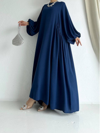 Robe manche ballon Bleu nuit