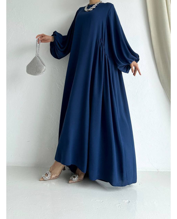 Robe manche ballon Bleu nuit