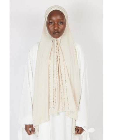 Hijab jersey premium strass beige clair