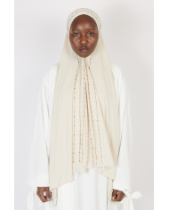 Hijab jersey premium strass beige clair