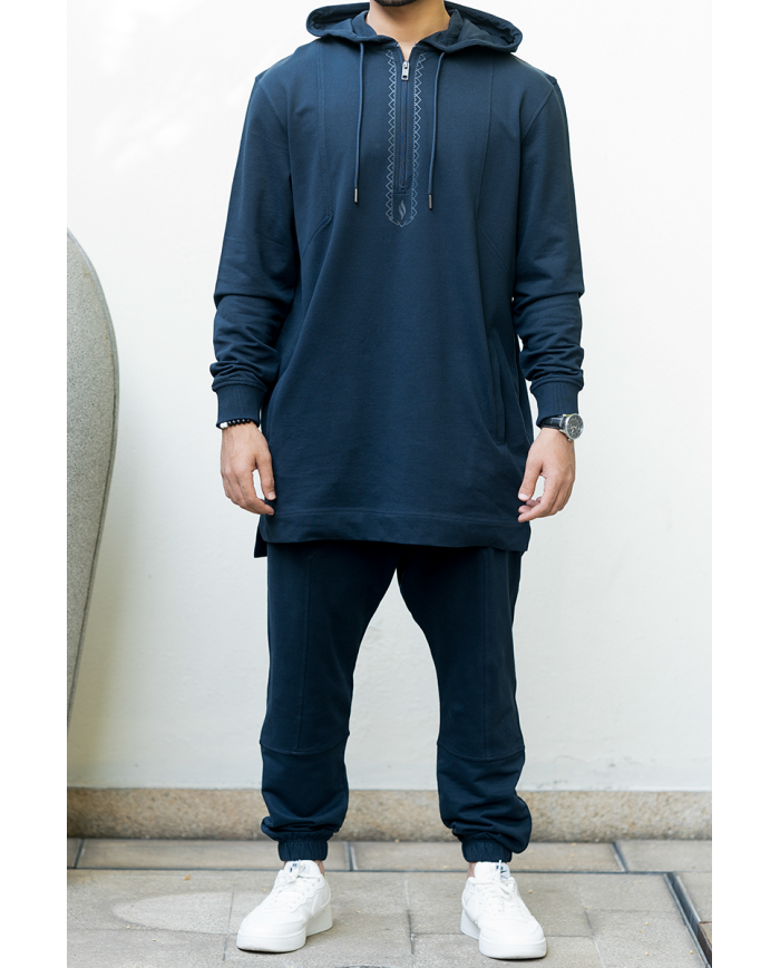 ensemble homme sweat face bleu