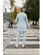 Costume Tweed à Carreaux Bleu Pastel