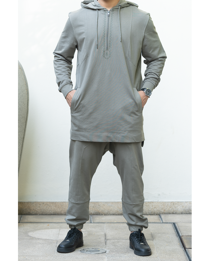 ensemble sweat sarouel kaki face