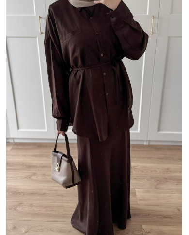 Ensemble Jupe Lin Marron foncé