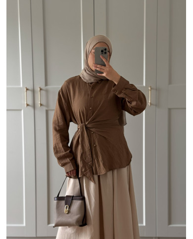 Chemise asymétrique à nouer lin 1