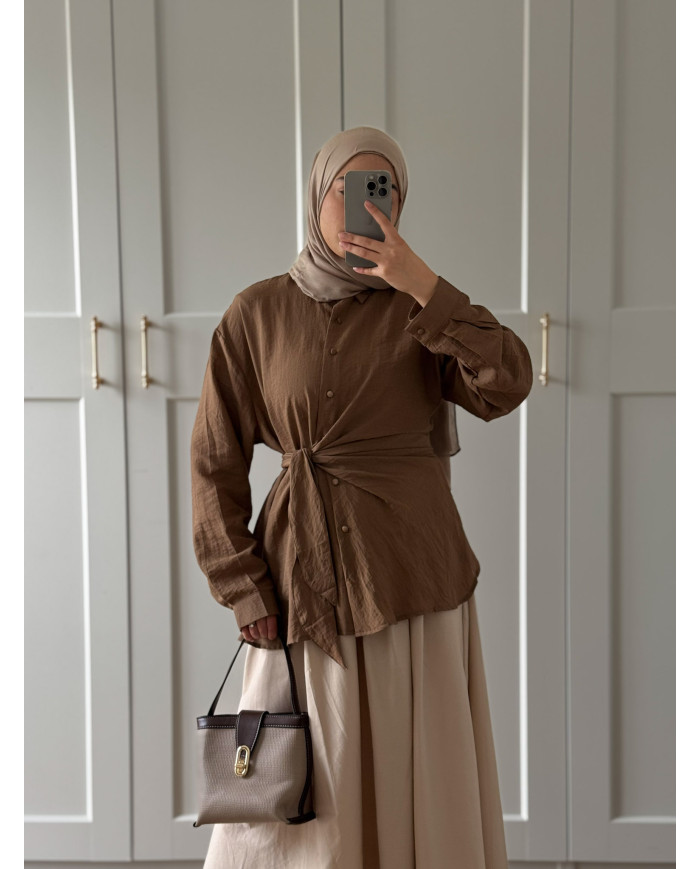 Chemise asymétrique à nouer lin 1