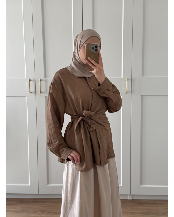 Chemise asymétrique à nouer lin 2