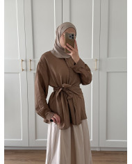 Chemise asymétrique à nouer lin 2