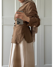 Chemise asymétrique à nouer lin De côté