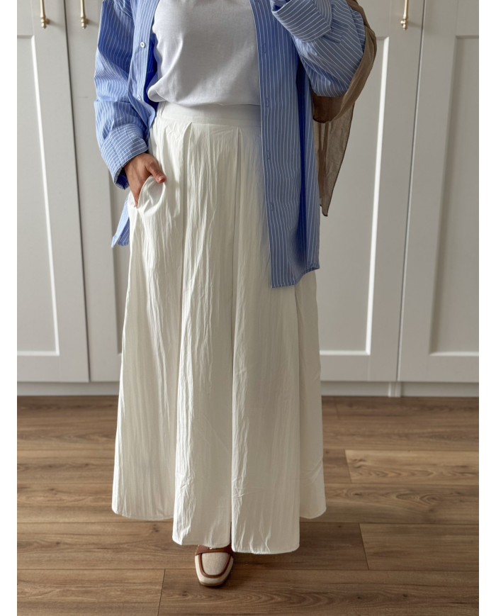 Jupe longue trapèze blanche 2