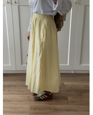 Jupe trapèze jaune longue en coton – doublée avec poches
