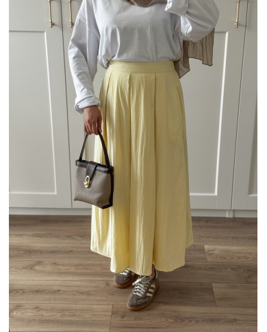 Jupe trapèze jaune beurre