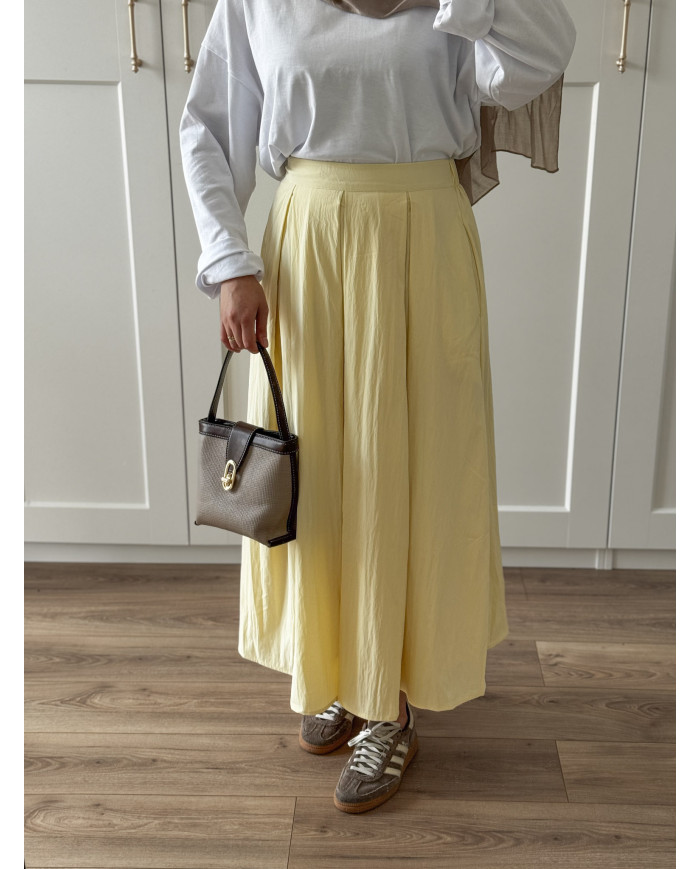 Jupe trapèze jaune beurre