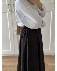 Jupe trapèze noire longue en coton – doublée avec poches