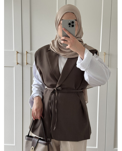 Blazer sans manche marron cintré