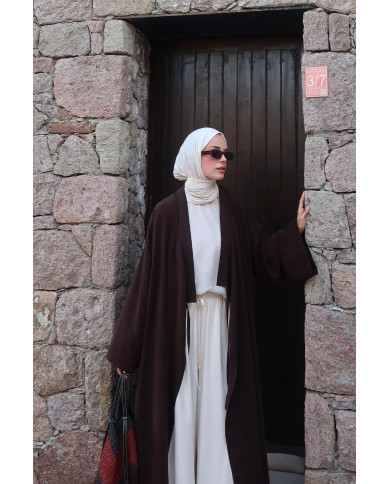 Kimono en modal long ample – Marron
