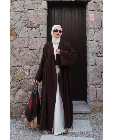 Kimono en modal long ample – Marron