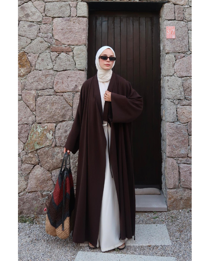 Kimono en modal long ample – Marron