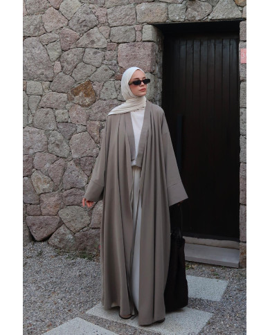 Kimono en modal long ample – Grège