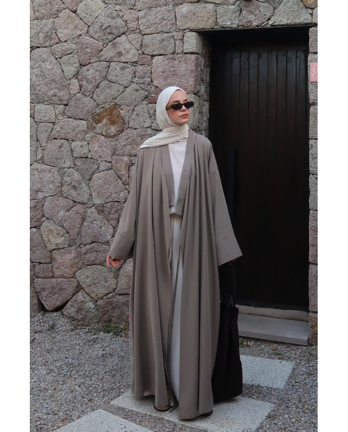 Kimono en modal long ample – Grège